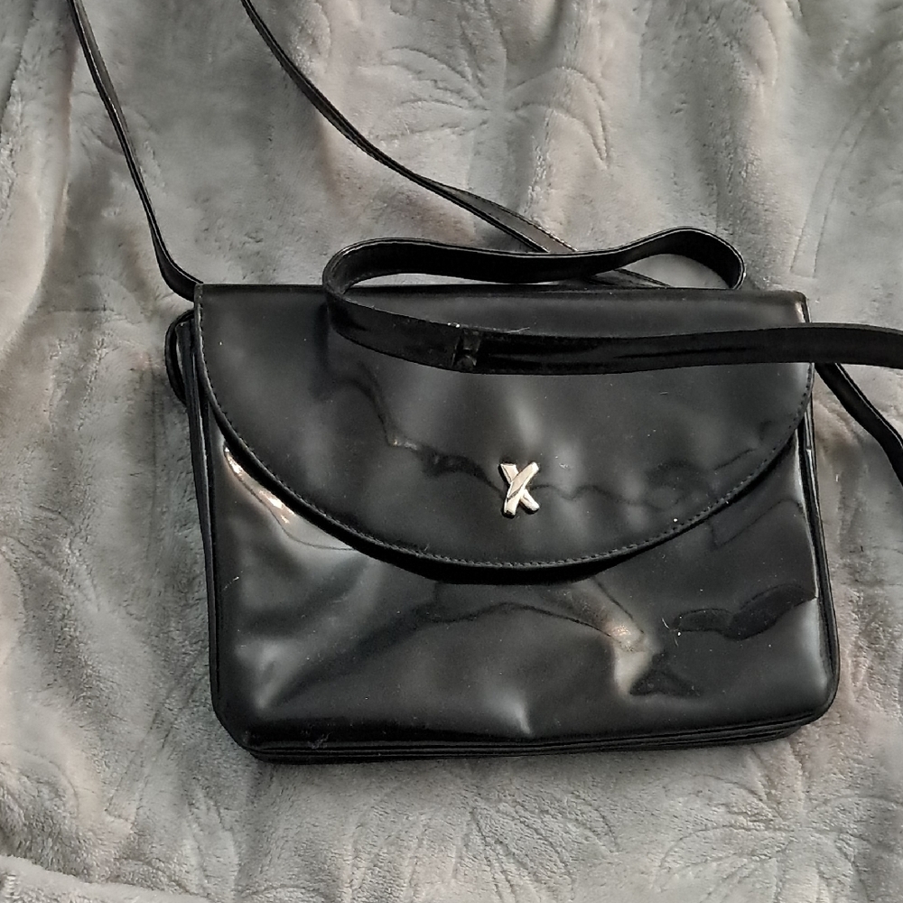 Black Patent Leather Crossbody Bag
